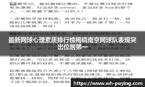 最新网球心理素质排行榜揭晓南京网球队表现突出位居第一
